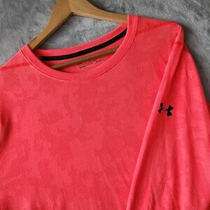 Under Armour Shirt Mens 2XL Threadborne Fitted Vivid Orange Camo HeatGear XXL
